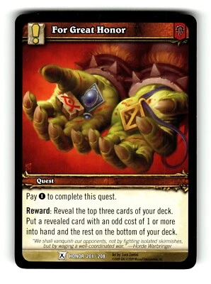 World of Warcraft TCG Fields of Honor Trading Card For Great Honor #201 C - Image 1 of 4