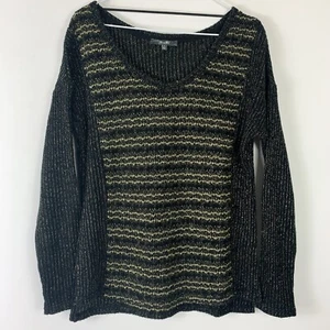 Miss Me Jersey de manga larga Cuello redondo Oro negro Mujer Sz Pequeño EUC - Imagen 1 de 4
