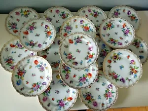 1 Dresden Richard Klemm Bread Butter Plate Flowers Fluted Trim Gilded HP Antique - Picture 1 of 12