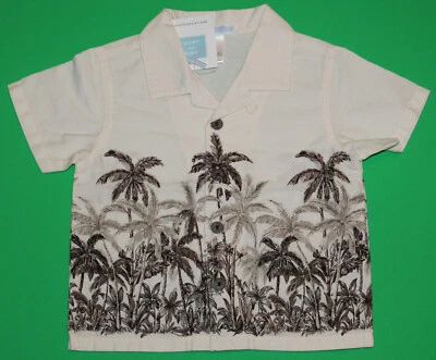 12 18 NWT Janie and Jack THE ISLANDS Cream Palm Tree Button Up SHIRT Top Boys - Image 1 of 2