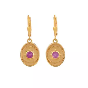 Tentador pendiente enchapado en oro 14K rosa turmalina - Imagen 1 de 6