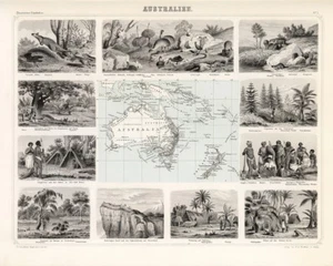 Australien 1863 Map 75cm x 60cm High Quality Art Print - Bild 1 von 1