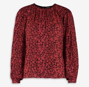 Top floreale Hush rosso e nero taglia UK4 NUOVO PREZZO AL PUBBLICO £65 - Foto 1 di 2