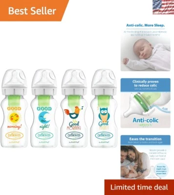 Biberones anticólicos Dr. Brown's 9 oz, pezón nivel 1, juego de buenos días/noche Foto 1 de 4
