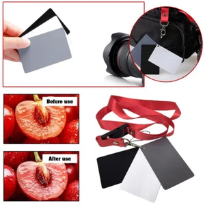 3in1 Digital 18% Gray/ White /Black Cards Set Photography Exposure Balance Strap - Picture 1 of 11