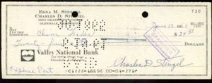 Casey Stengel JSA Coa Signed 1961 Personal Check Autograph - Picture 1 of 2