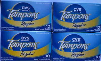 A lot of 40 CVS Flushable Tampons Super Absorbency Fresh Sent Durable Wrapper - Image 1 of 4