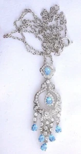 BLUE TOPAZ AND .925 SILVER PENDENT AND CHAIN QUALITY, 50% OFF SALE, J26 - Picture 1 of 2