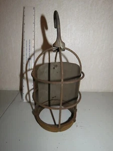 Vintage Metal Shop Light Cage Brass Hanger Needs Cleaning *** - Picture 1 of 4