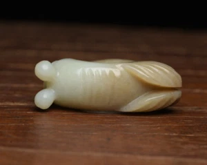 Zertifizierter natürlicher handgeschnitzter exquisiter Zikadenstatuen-Ring Hetian Jade 5855 - Bild 1 von 9