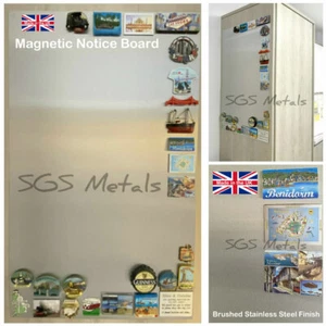 £ Brushed Stainless Steel Magnetic Notice Board A1 A2 A3 A4 or 600 x 1000mm - Picture 1 of 8