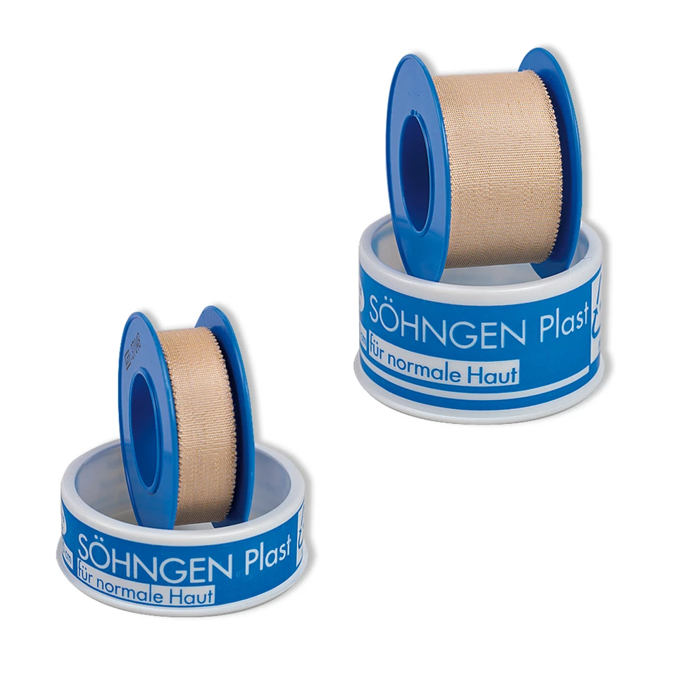 SÖHNGEN Plast 5m Rollenpflaster Tape auf Spule mit Schutzring Erste-Hilfe Fixierpflaster