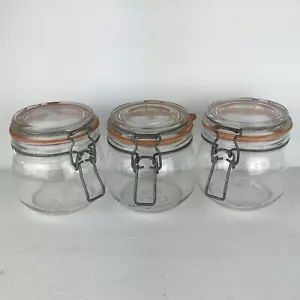 Glas 3 Gläser Niveau De Remplissage 1/2L Klappdeckel Frankreich - Bild 1 von 11