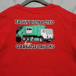 Cardin McCoy - Kids red shirt "Easily distracted by garbage trucks" Size L - Picture 1 of 9