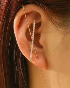 Damenmode Kristall Ohrclip Manschette Wickel Gold Krabbel Mädchen Schmuck Geschenk - Bild 1 von 3