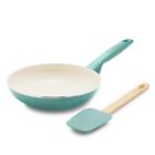 GreenPan Rio Healthy Ceramic Nonstick 8&quot; Frying Pan Skillet and Silicone Spat...