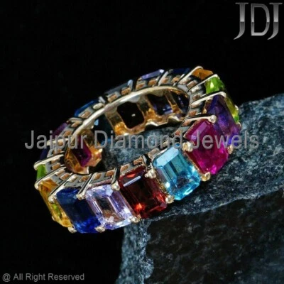 Mehrfarbig Edelstein Verlobungsring 14k Gelbgold Hochzeit Schmuck Geschenke - Bild 1 von 4