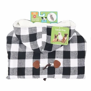 Fetch Wear Toggle Dog Jacket Plaid Black & White - Picture 1 of 5