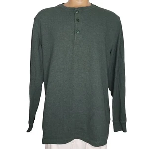 LL Bean Mini Waffle Henley Shirt XL Tall Thermal Traditional Fit L/S Green XLT - Picture 1 of 6