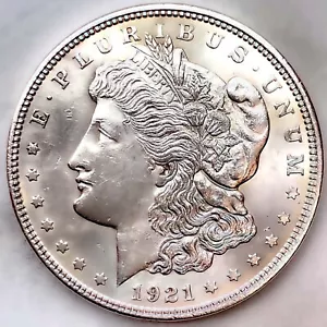 1921-P AU UNCIRCULATED MORGAN SILVER DOLLAR 90% SILVER $1 US COIN -NICE! S44 - Picture 1 of 2