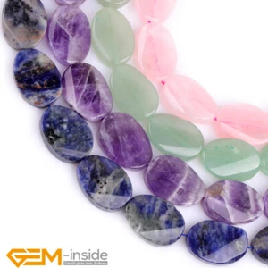 Natural Assorted Gemstones 18x25mm Oval Twist Loose Jewelry Making Beads 15" AU - Foto 1 di 37