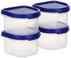 Plastic Storage Containers With Lid Blue Set Of 4 250ml Each - Picture 1 of 6
