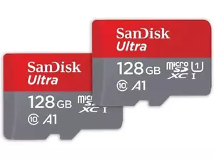 SanDisk 256GB (128GB x 2) Ultra microSDXC A1 UHS-I/U1 Class 10 Memory Card with - Picture 1 of 2
