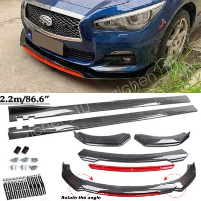 For Infiniti QX50 QX55 60 70 Front Bumper Lip Splitter Side Skirts Carbon Style Foto 1 de 4