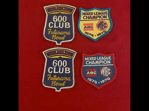 VINTAGE BOWLING PATCHES 4er SET 600 CLUB UND MIXED LEAGUE CHAMPION 1974-1976 - Bild 1 von 1