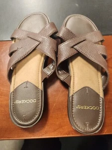 Dockers Womens Brown  Leather Sandals Slides Size 9W - Picture 1 of 4