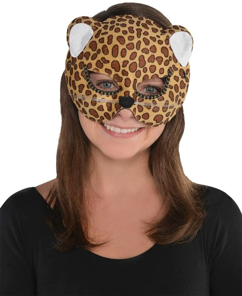 Half Face Cat Mask Masquerade Accessory Elegant Costume Halloween Leopard - New! - Image 1 of 1
