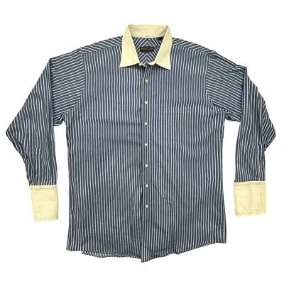 Camisa Donald J. Trump Para Hombres 17.5 Alto Rayas Cuello en Contraste Puño Calce Clásico Foto 1 de 4