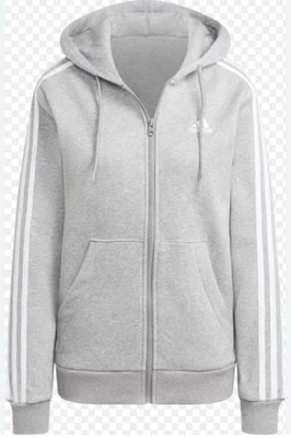 🎅🏻 Sudadera con Capucha Mujer Adidas Grande Essentials Terry 3 Rayas Cremallera Completa Gris Medio Foto 1 de 4