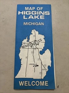 Karte von Higgins Lake, Michigan 1993 mit lokaler Werbung - Bild 1 von 4