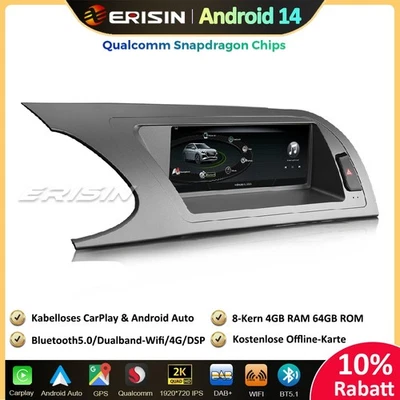 8.8" Android 14  GPS Autoradio DSP Wifi DAB+CarPlay TPMS SWC Für Audi A4 S4 RS4 - Bild 1 von 4
