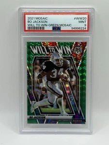 2021 Mosaic Bo Jackson WILL TO WIN GREEN MOSAIC PRIZM card #WW-20 PSA 9 come nuova - Foto 1 di 2