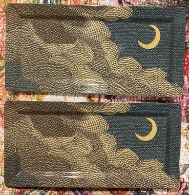 NEW SET OF 2 John Derian Midnight Snack Serving Tray Melamine Threshold 14" x 7" - Image 1 of 4