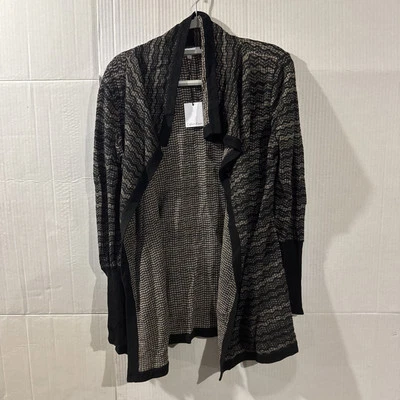 Nuevo suéter cárdigan suéter mediano CALVIN KLEIN negro frente abierto para mujer nuevo con etiquetas Foto 1 de 4