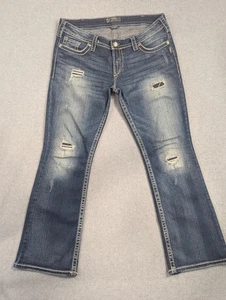 Jeans argento Pioneer Jeans donna 34x31 blu invecchiato gamba dritta denim pantaloni - Foto 1 di 17