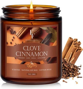 Clove Cinnamon Fall Candle 7 Oz Jar - Natural Soy Aromatherapy Gift for Home - Picture 1 of 34