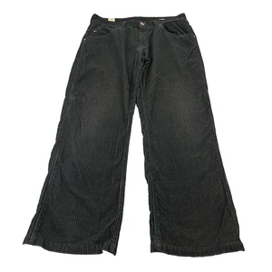 Vintage Tommy Hilfiger Mens Corduroy Jeans 34 32 Baggy Wide Leg Black Claylan - Picture 1 of 15