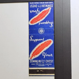 Community Chest Canada Blue Red Feather Vintage Eddy Matchbook - Picture 1 of 3
