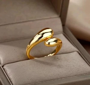 24k Gold Plated 925 Sterling Silver Gold Adjustable Ring - Picture 1 of 5
