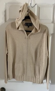 St. John Sport By Marie Gray- Gold Metallic Hooded Sweater Size Large - Picture 1 of 15