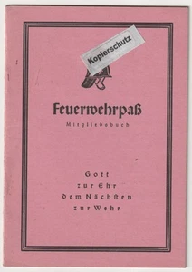Hedersleben Freiwillige Feuerwehr Feuerwehrpass ausgestellt 1935 Mit Stempel - Picture 1 of 6