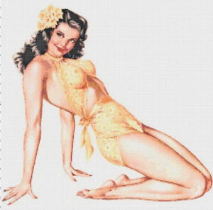 Pin-up tropicale fatto a mano contato modello punto croce grafico punto ago - Foto 1 di 1