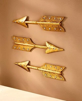 3-PC. Rustic Gold Arrows Wall Decor Modern 3 Metallic Arrows Set Wall Hanging - Image 1 of 2