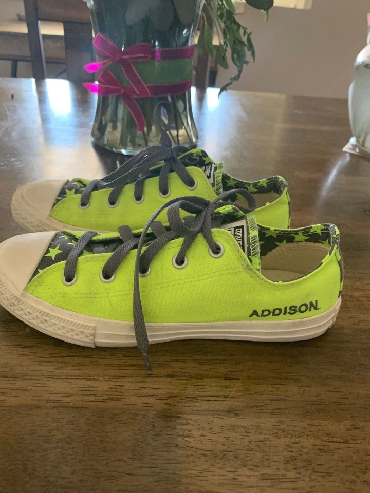 CONVERSE ALL STARS GIRL'S YOUTH SIZE 3 CANVAS CUSTOM "ADDISON" NAME  — 第 1/4 张图片