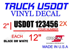 USDOT TRUCK PERMIT # DECAL BLACK /WHITE OUTDOOR VINYL EXTERIOR DELIVERY TRUCK - Bild 1 von 7