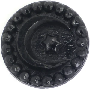 C1890s Antique Victorian Black Glass Crescent Moon Star Button Faux Cut Steel - Picture 1 of 3
